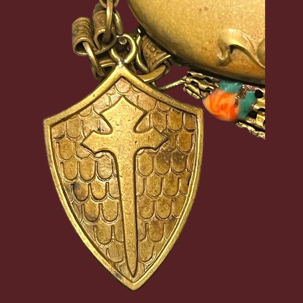 Vintage Brass Charm Bracelet with 13 Unique Charms - Picture 10 of 13